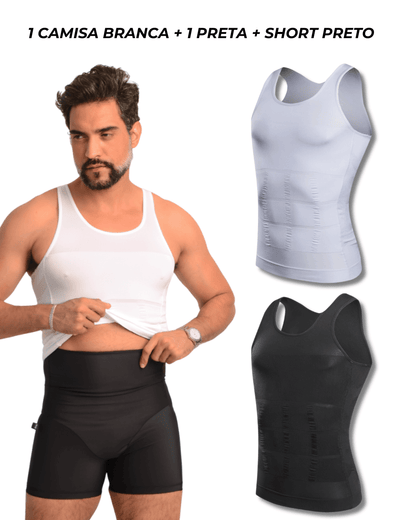 Kit Combo Black 2 Camisas + 1 Short Fit Shape Pro®