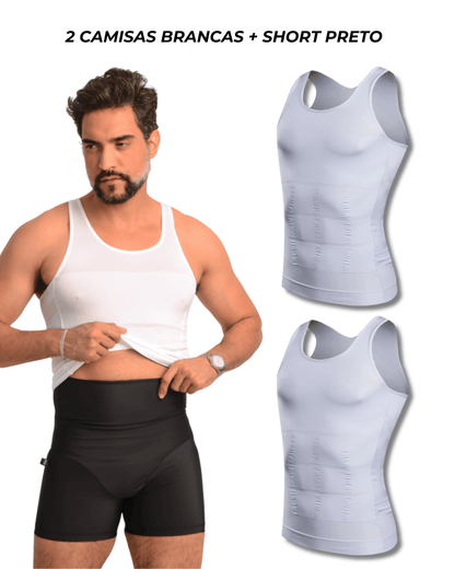 Kit Combo Black 2 Camisas + 1 Short Fit Shape Pro®