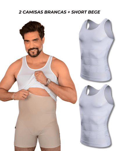 Kit Combo Black 2 Camisas + 1 Short Fit Shape Pro®