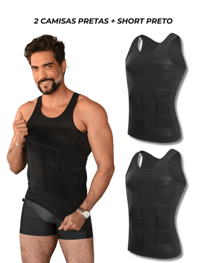Kit Combo Black 2 Camisas + 1 Short Fit Shape Pro®